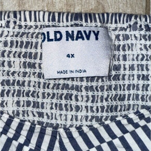 Old Navy 4X BlueWhite Babydoll Striped Ruched Smocking Puff Sleeve Top Plus Size - Picture 4 of 6